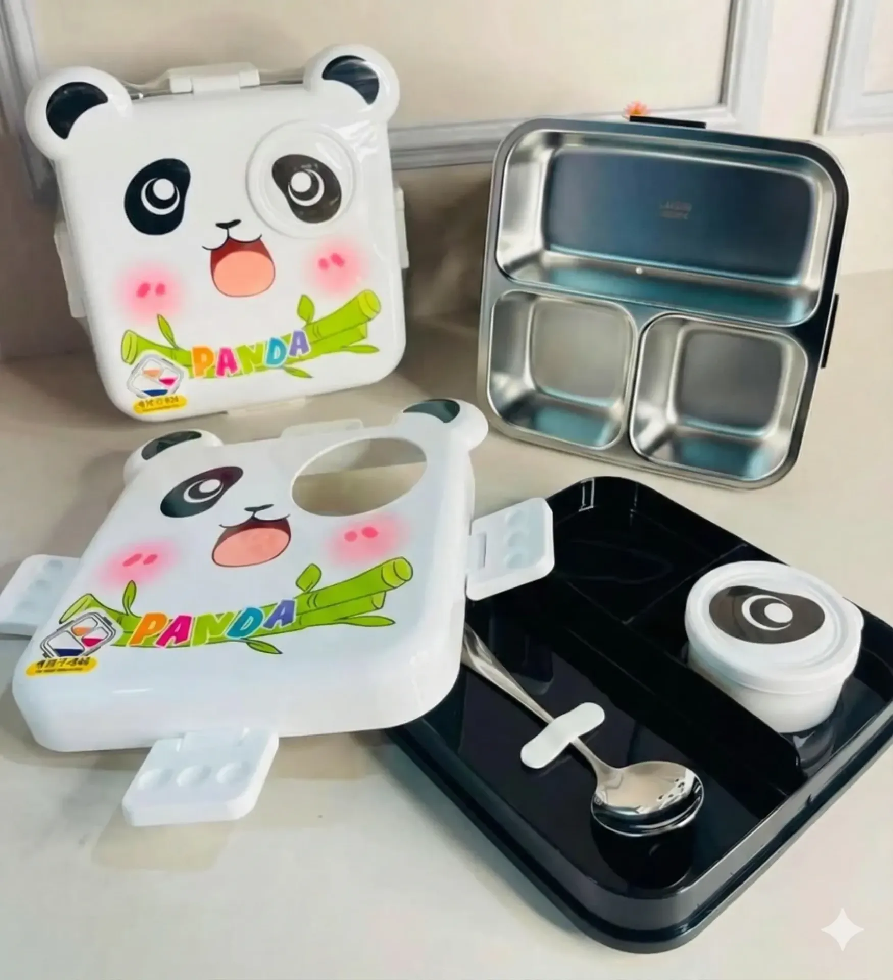[KPLB002] Creative Panda Stainless Steel Kids' Bento Lunch Box